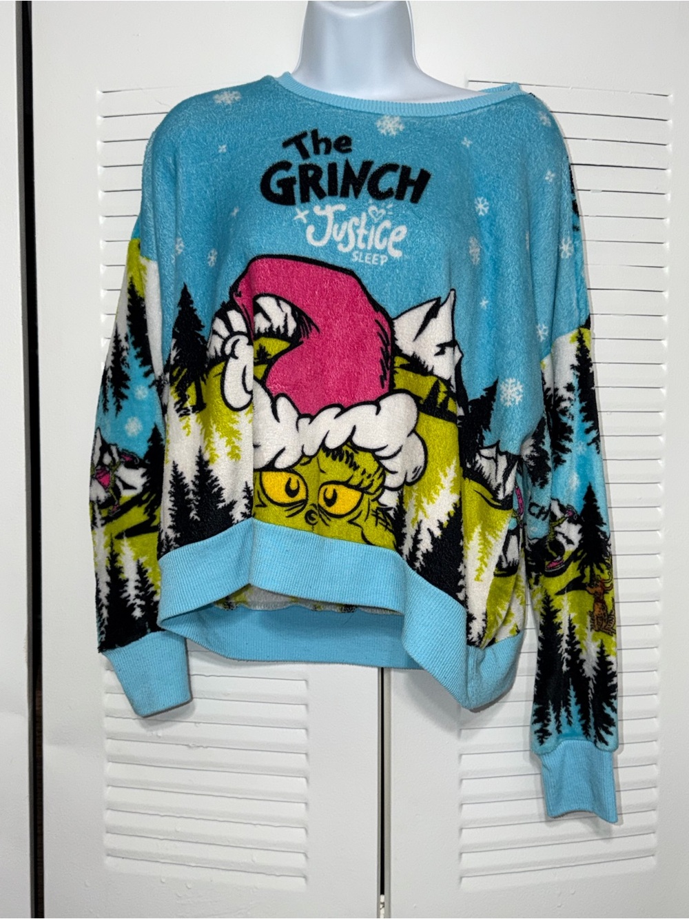 Justice The Grinch Christmas sleep top size XL-T 0003